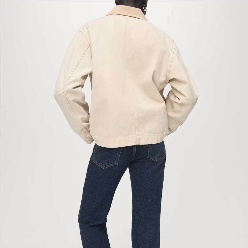 NWT MANGO DENIM BARN JACKET WITH CONTRASTING COLLAR (size small) - Picture 3 of 11